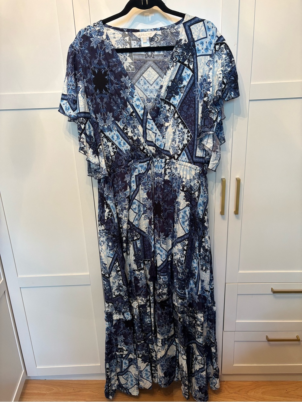APRICOT Navy and White Floral Patchwork Maxi Dress